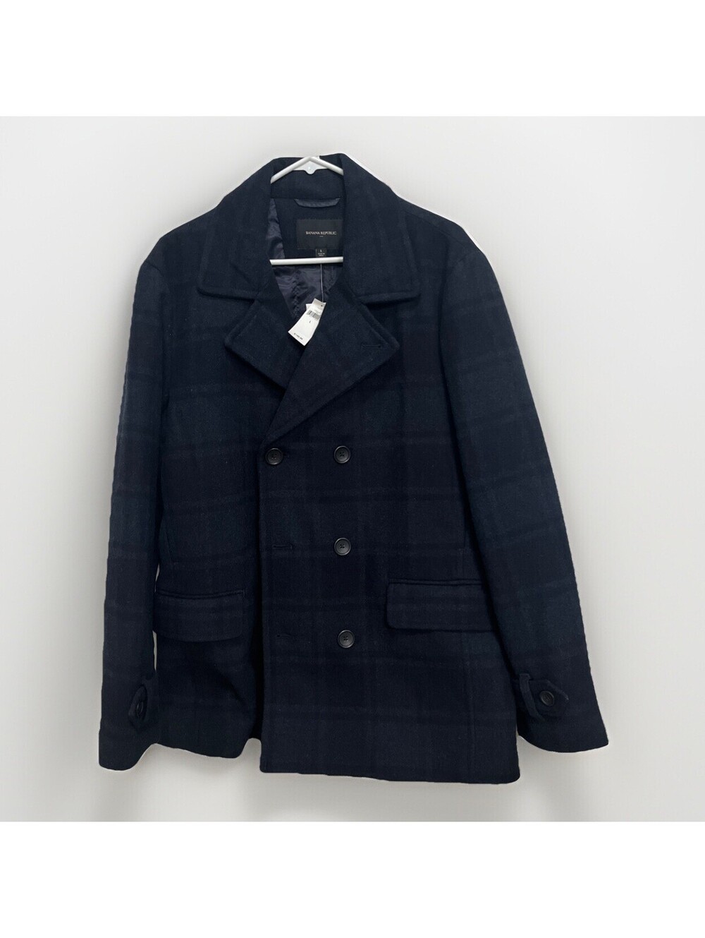 Banana Republic Men’s Large Navy Knitted Double Breasted Peacoat Jacket NWT